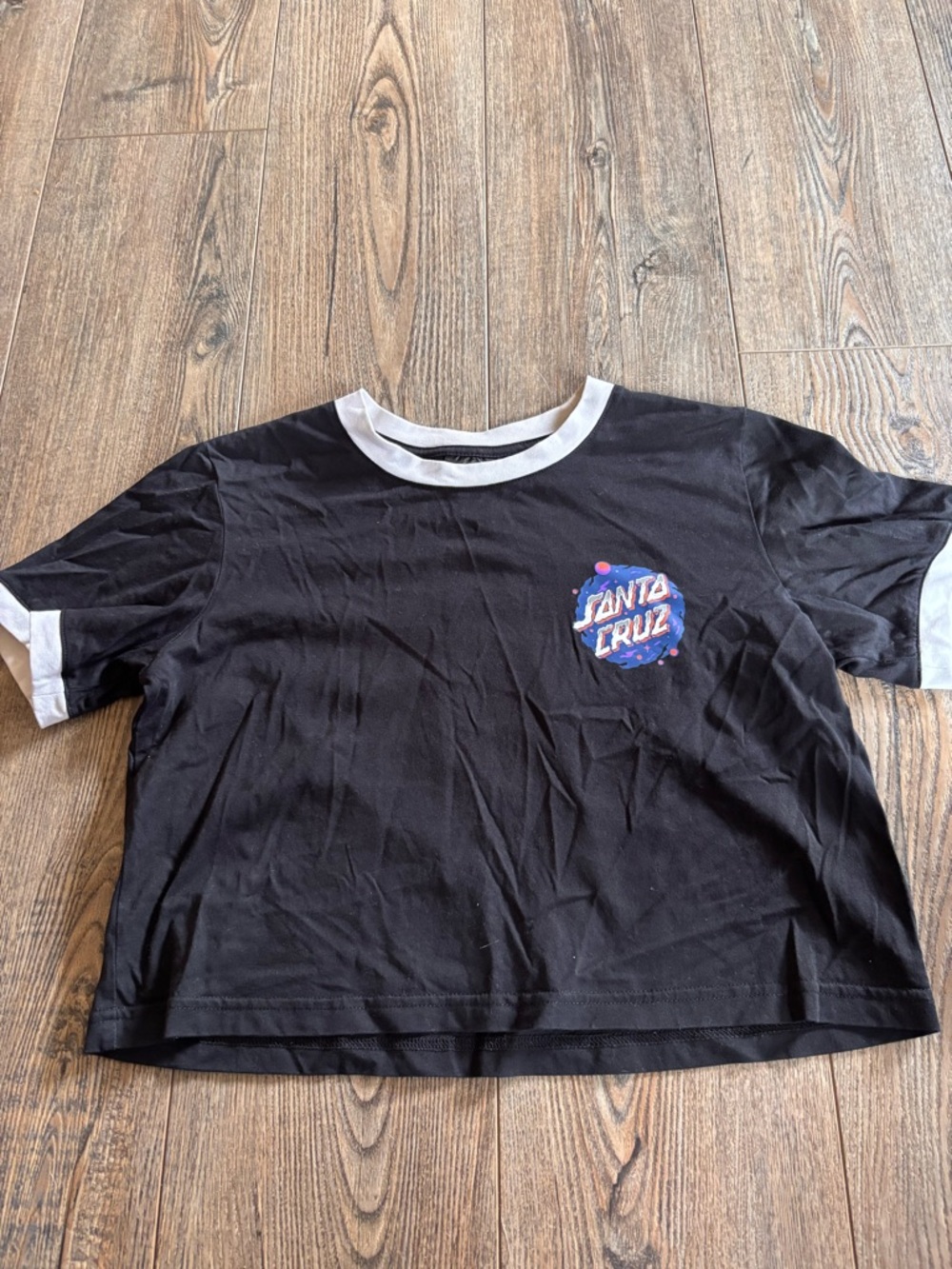 Santa Cruz Black Tee with White Trim
